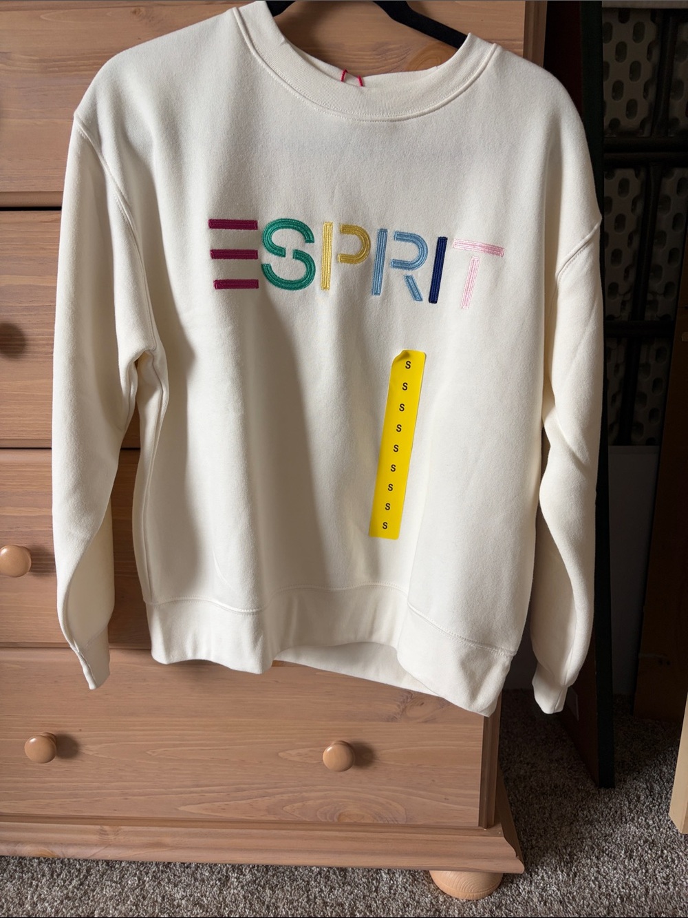 Esprit Cream Crewneck Sweatshirt with Multicolor Logo